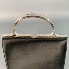 JUDITH LEIBER Vintage One Size Schwarz Silber Seide Abendhandtasche