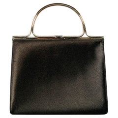 JUDITH LEIBER Vintage One Size Black Silver Silk Evening Handbag