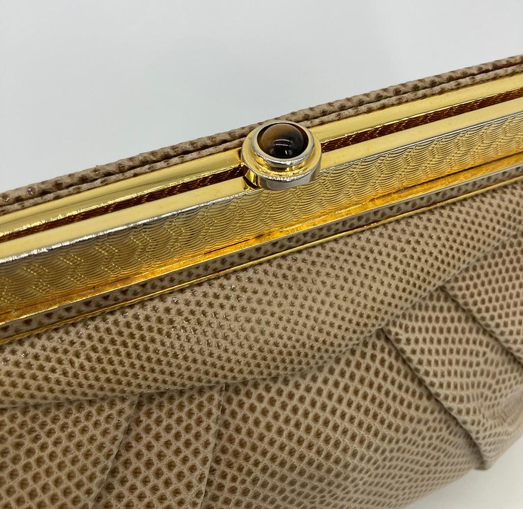 Judith Leiber Vintage Saks Tan Lizard Clutch For Sale 1