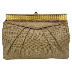 Pochette Judith Leiber Vintage Saks Tan Lizard