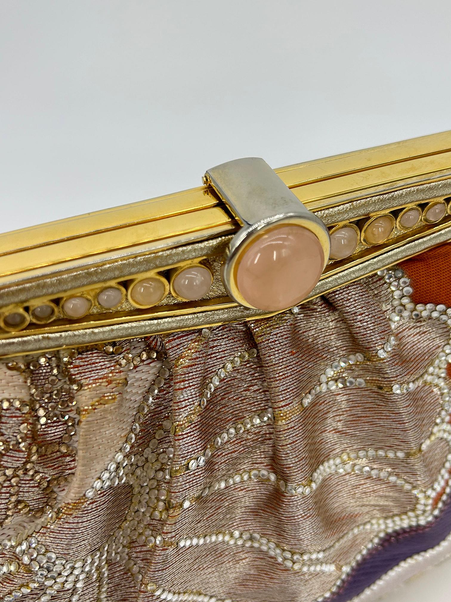 Judith Leiber Vintage Mehrfarbige Clutch aus Seide und Swarovski-Kristall im Angebot 7
