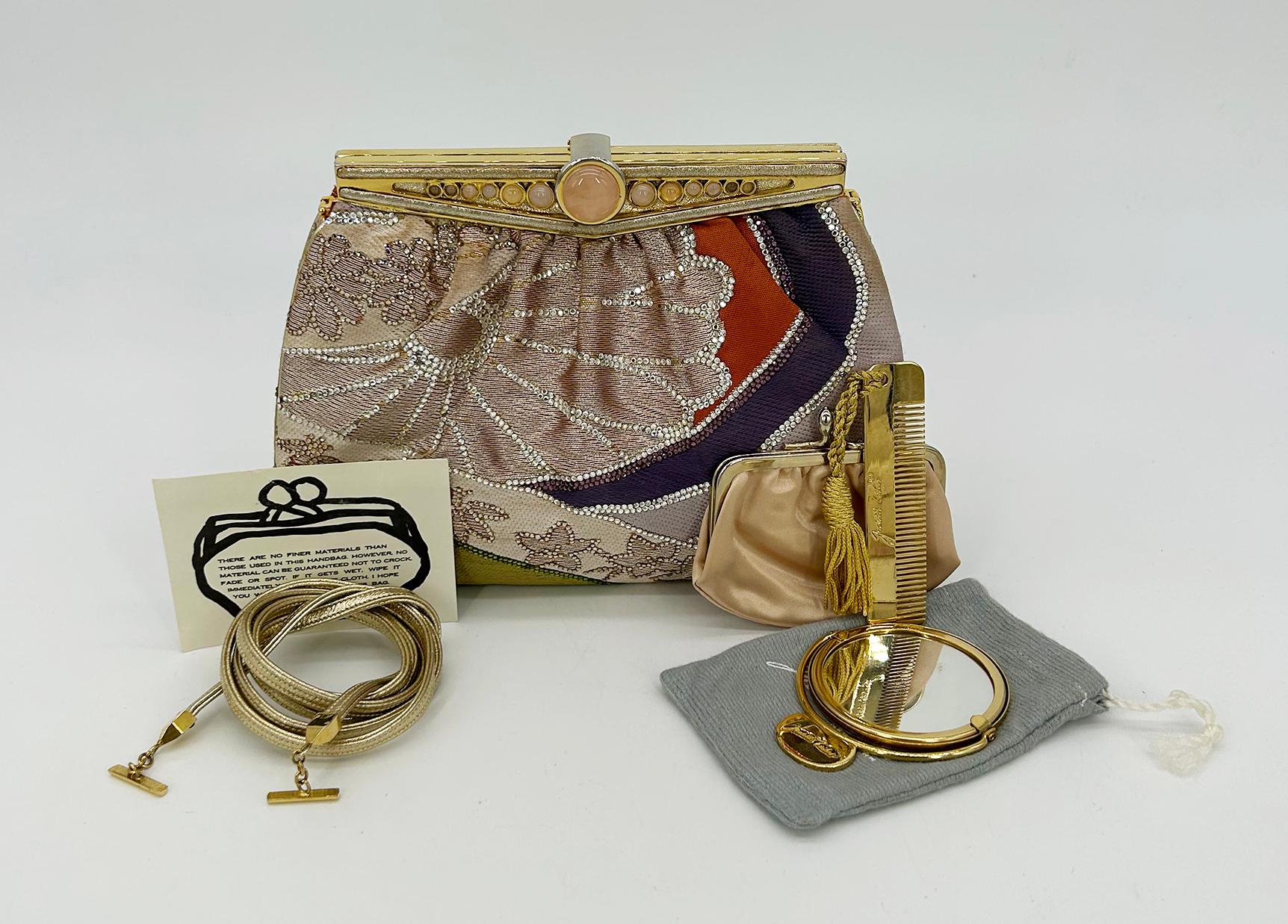 Judith Leiber Vintage Mehrfarbige Clutch aus Seide und Swarovski-Kristall im Angebot 12