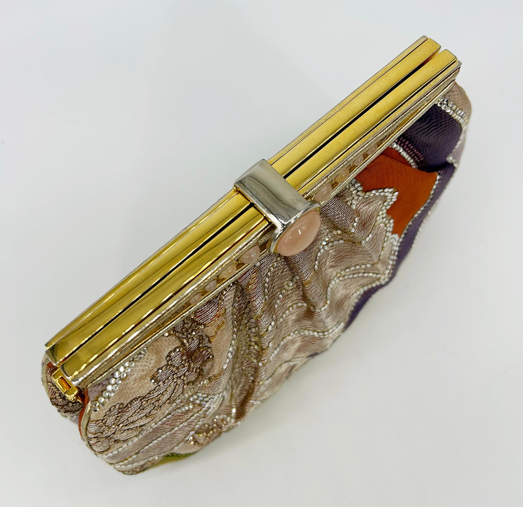 Judith Leiber Vintage Mehrfarbige Clutch aus Seide und Swarovski-Kristall im Angebot 2