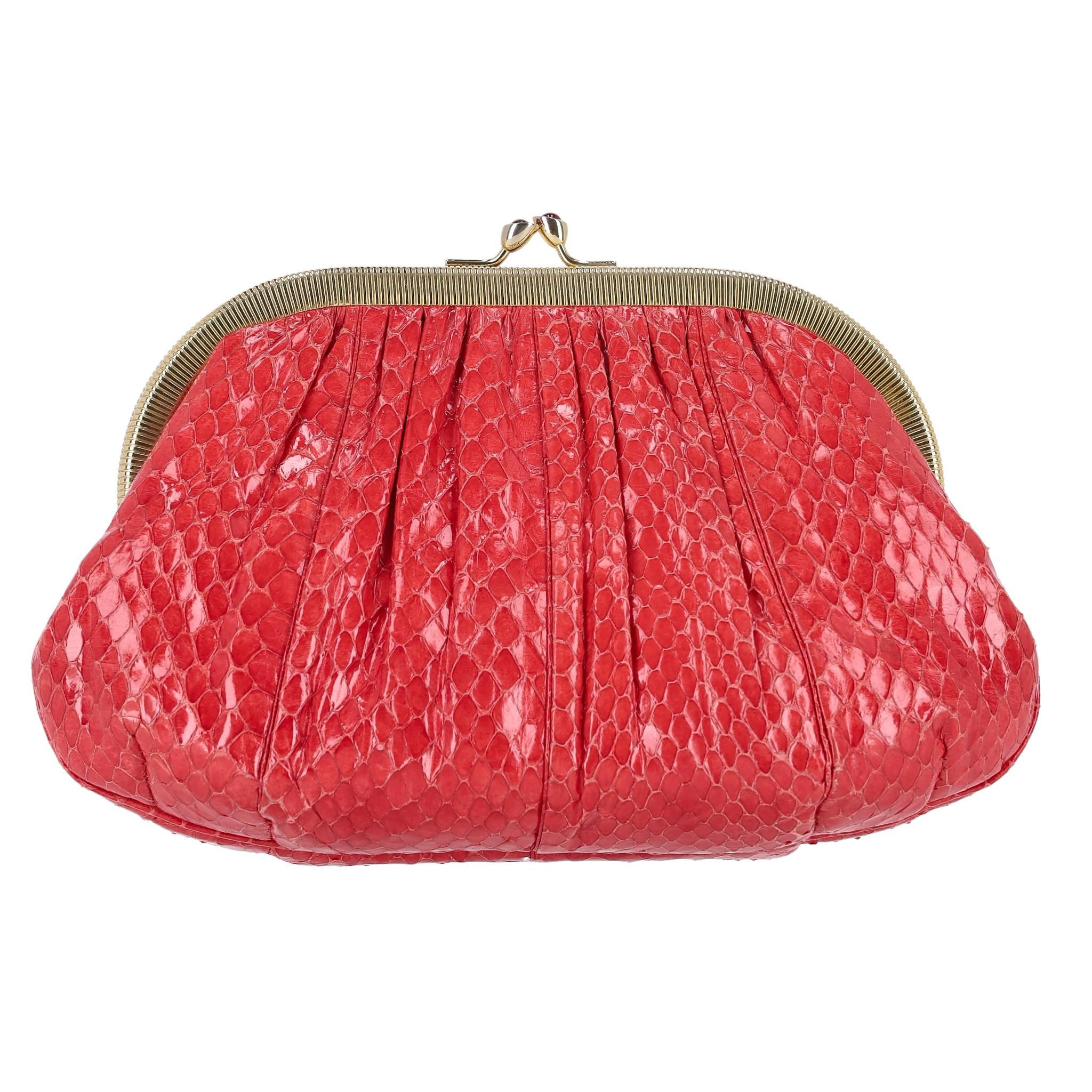Judith Leiber Vintage Snake Skin Bag With Chain Strap In Good Condition In London, GB