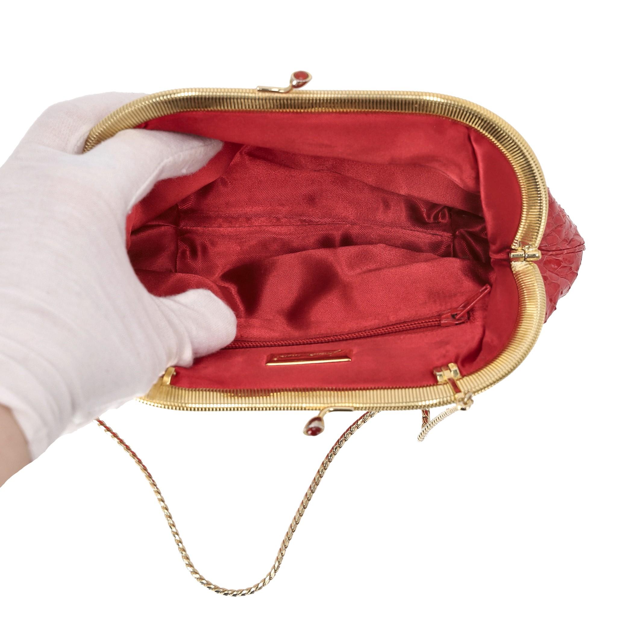Judith Leiber Vintage Snake Skin Bag With Chain Strap 1