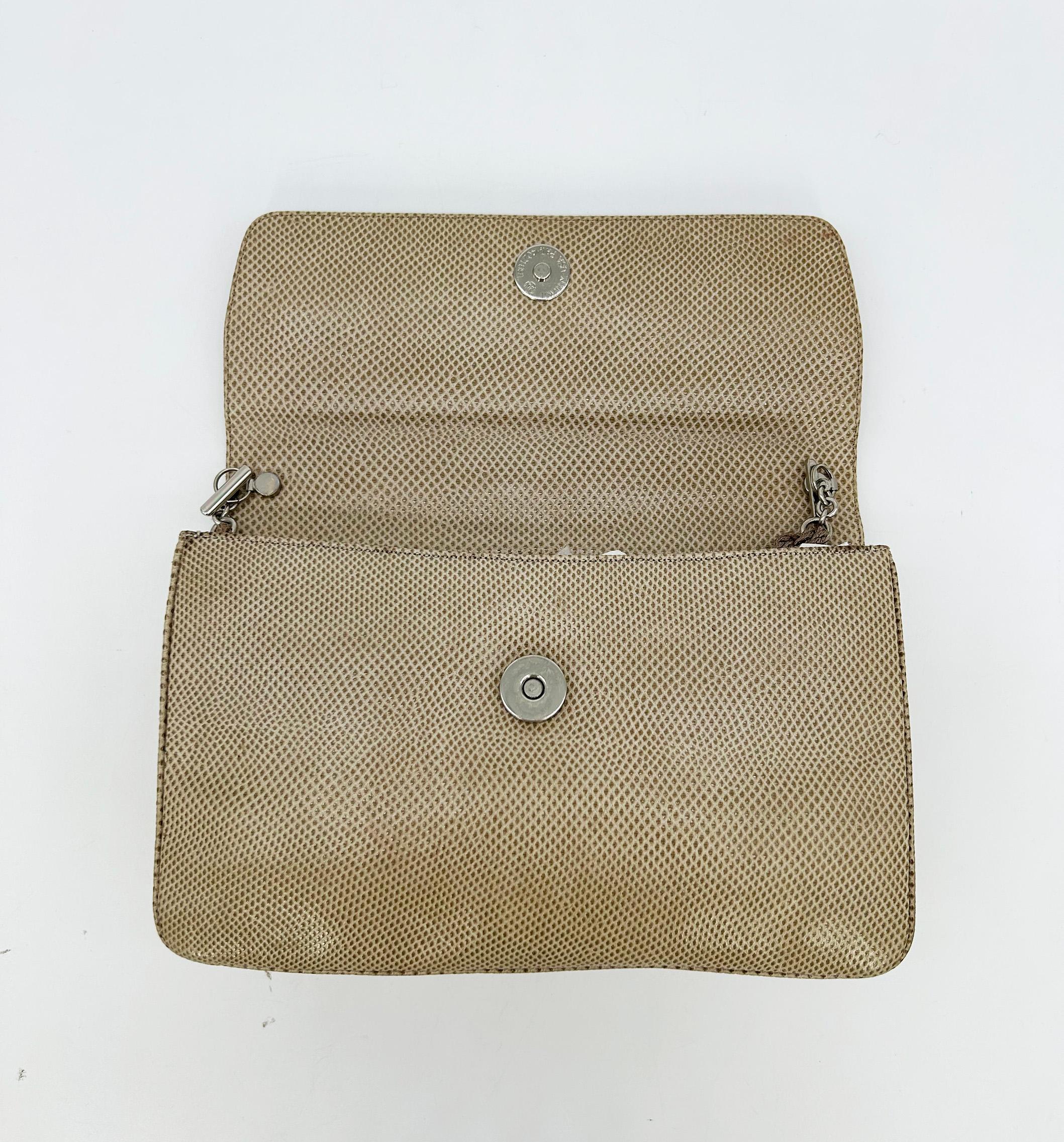 Judith Leiber Vintage Tan Lagarto Plata Antiguo Deco Rhinestone Clutch en venta 6