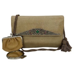Judith Leiber Vintage Tan Lizard Antique Silver Deco Rhinestone Clutch Judith Leiber Vintage Tan Lizard Antique Silver Deco Rhinestone Clutch