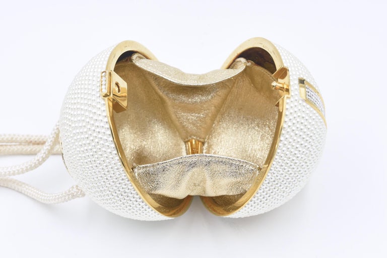 Judith Leiber White Crystal Gold Disco Ball Minaudières  display picture 3