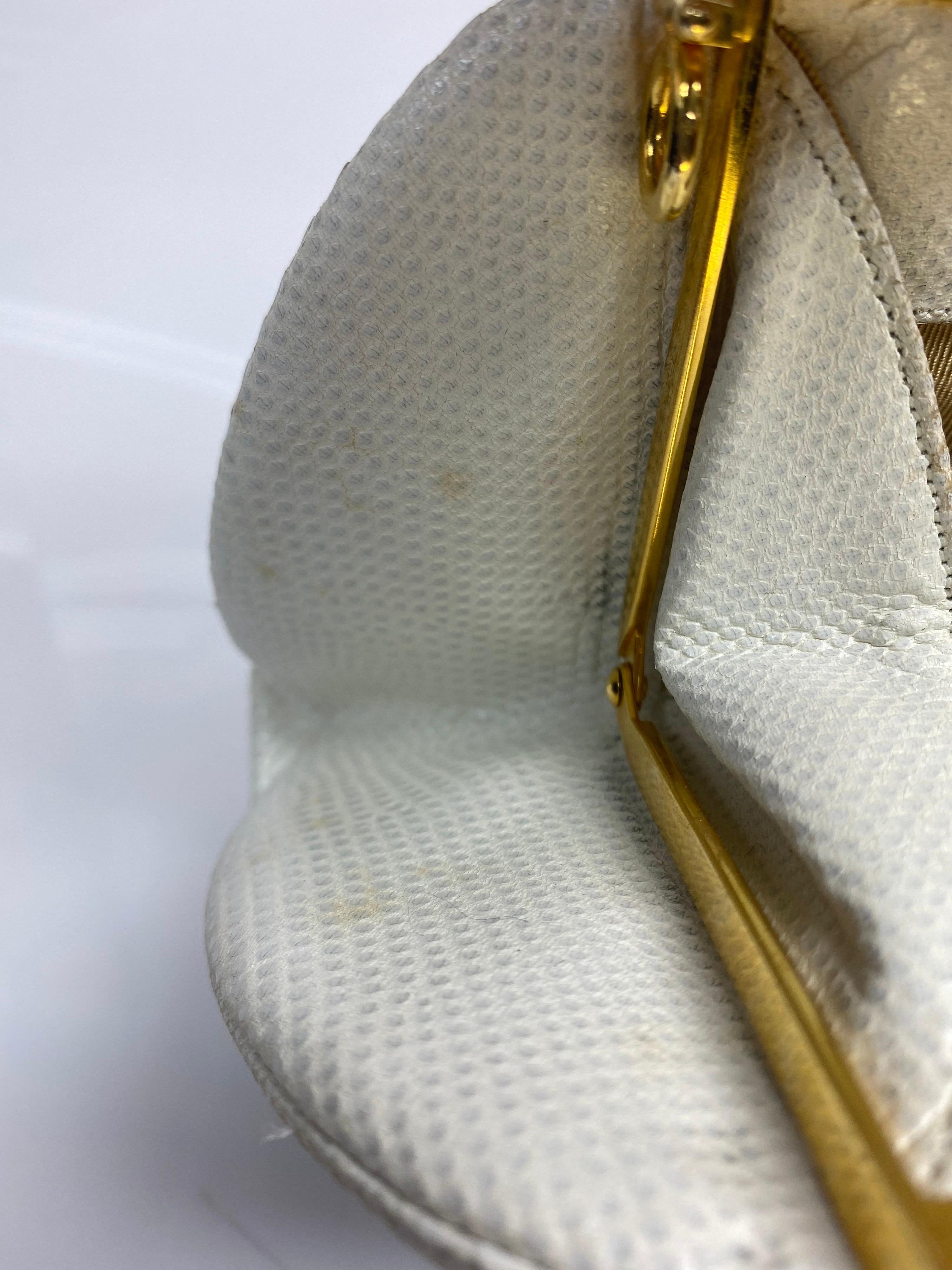 Judith Leiber White Karung Snake Jeweled Clutch For Sale 4