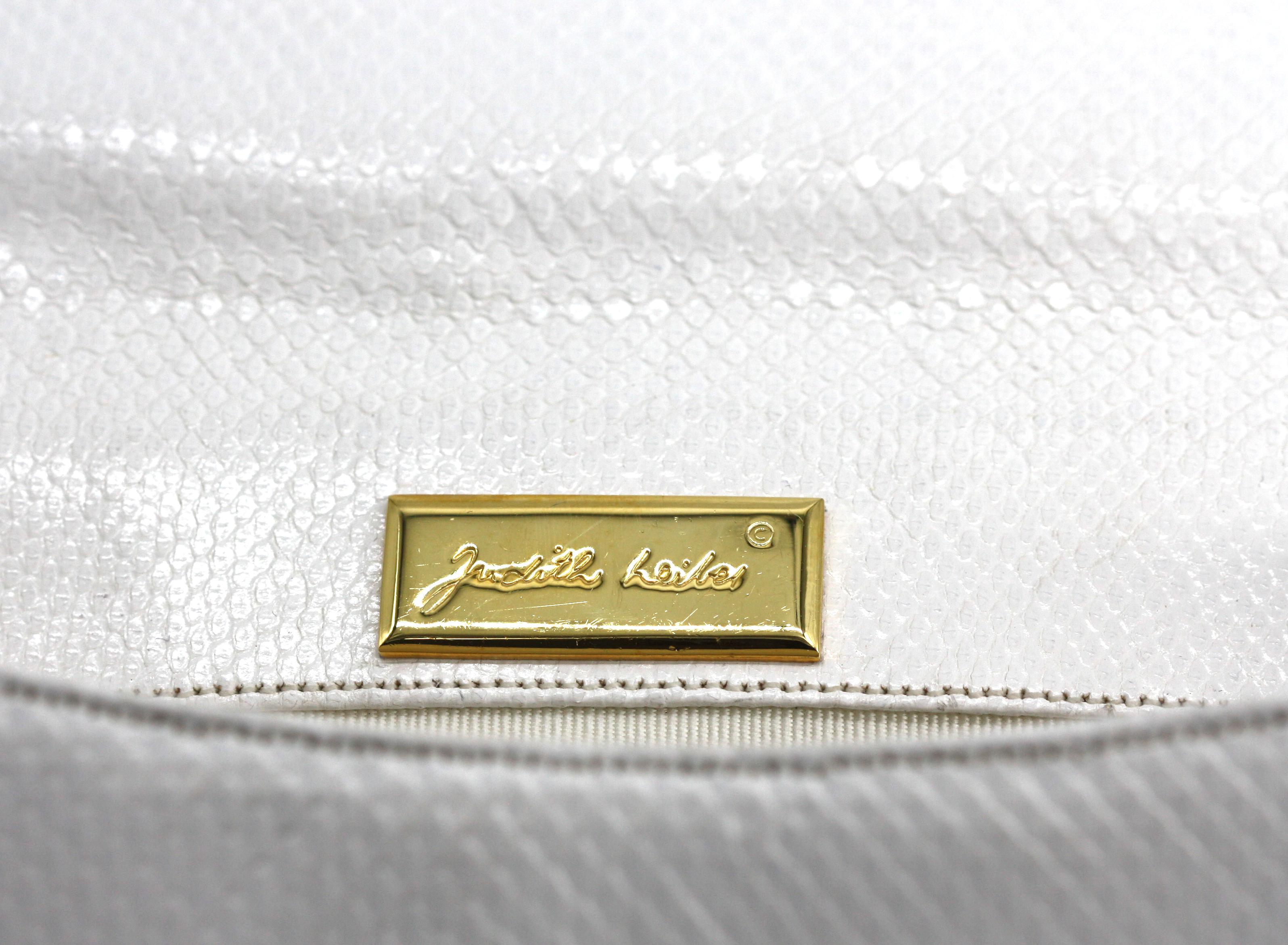 Women's or Men's Judith Leiber White Leather Clutch For Sale