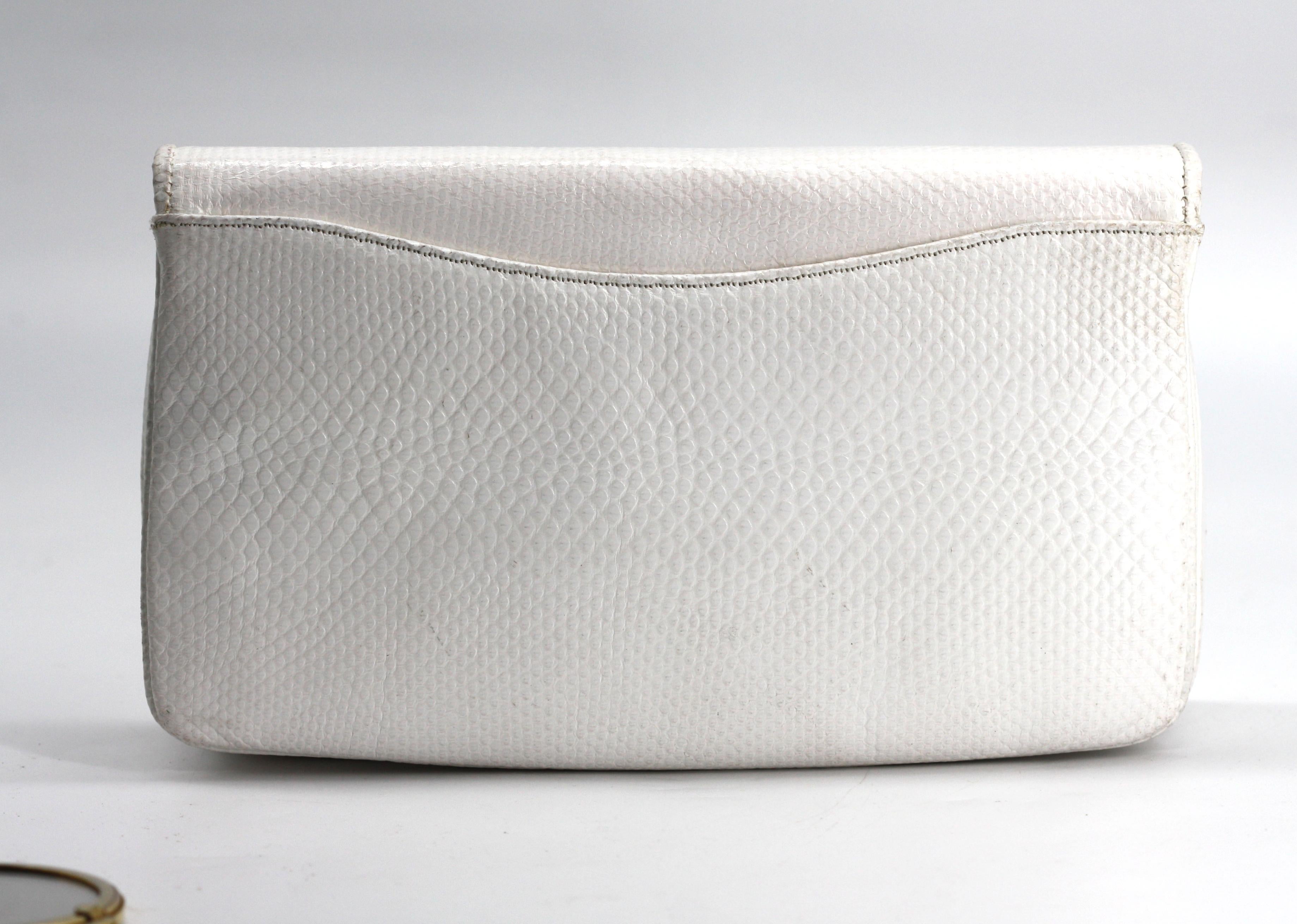 Judith Leiber White Leather Clutch For Sale 1