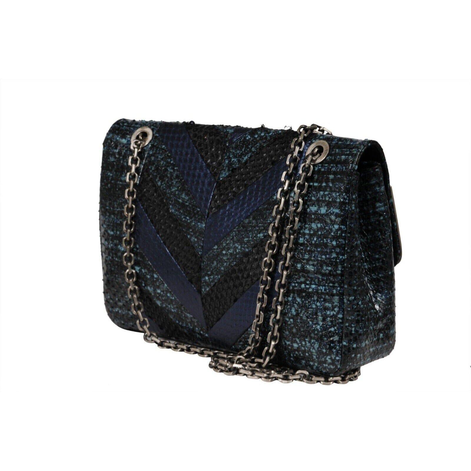Judith Leiber Zahara Patchwork Python Schlange Umhängetasche Lapis Kette Geldbörse im Angebot 5