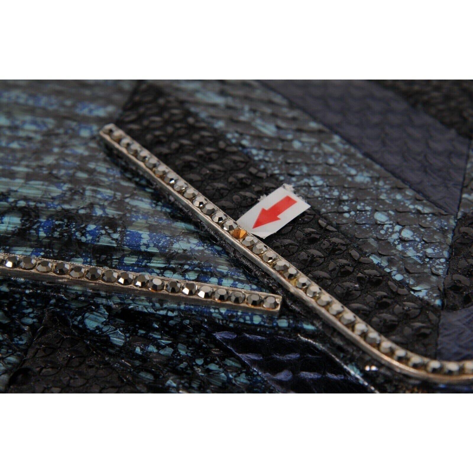 Judith Leiber Zahara Patchwork Python Schlange Umhängetasche Lapis Kette Geldbörse im Angebot 6