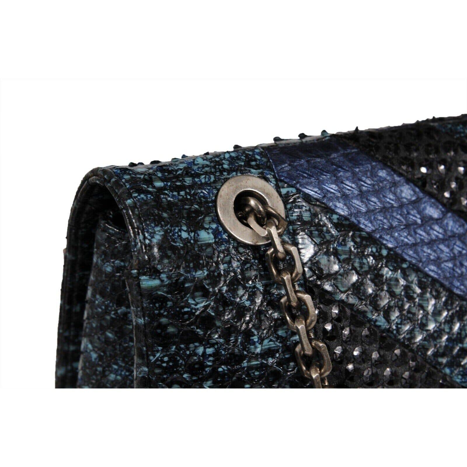 Judith Leiber Zahara Patchwork Python Schlange Umhängetasche Lapis Kette Geldbörse im Angebot 7