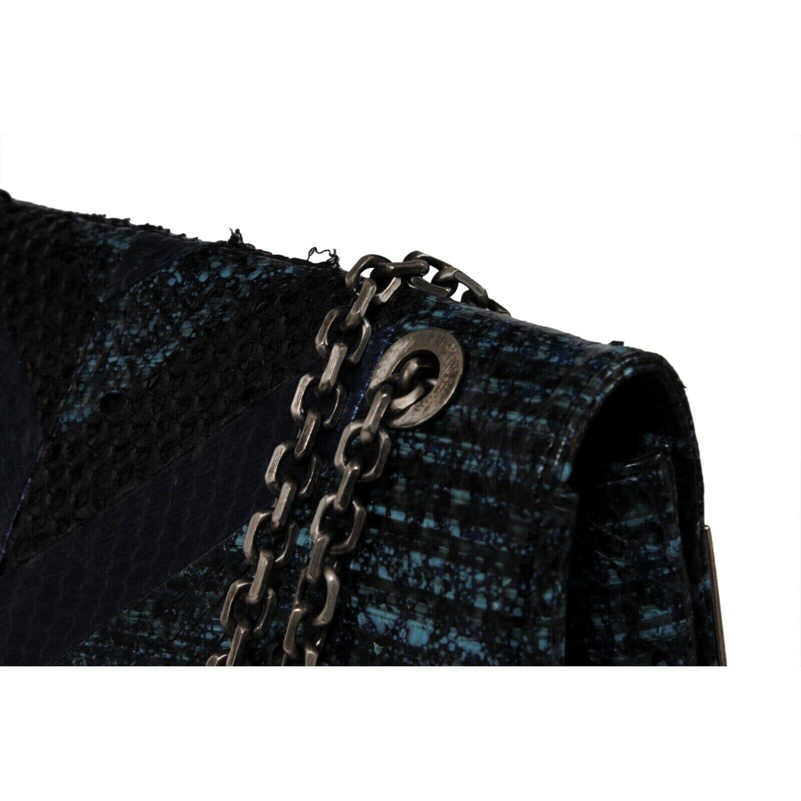 Judith Leiber Zahara Patchwork Python Schlange Umhängetasche Lapis Kette Geldbörse im Angebot 8