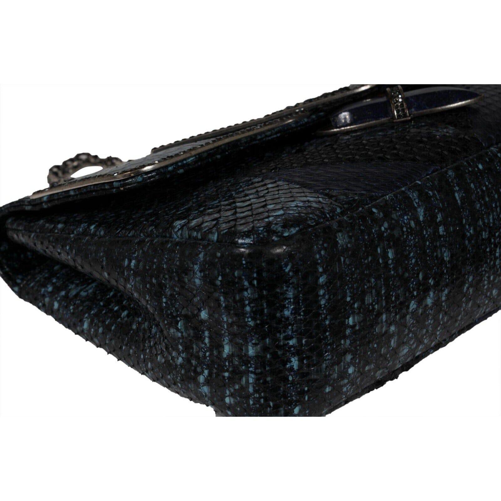 Judith Leiber Zahara Patchwork Python Schlange Umhängetasche Lapis Kette Geldbörse im Zustand „Gut“ im Angebot in North Miami, FL