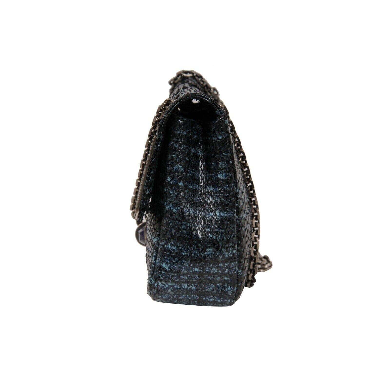 Judith Leiber Zahara Patchwork Python Schlange Umhängetasche Lapis Kette Geldbörse Damen im Angebot