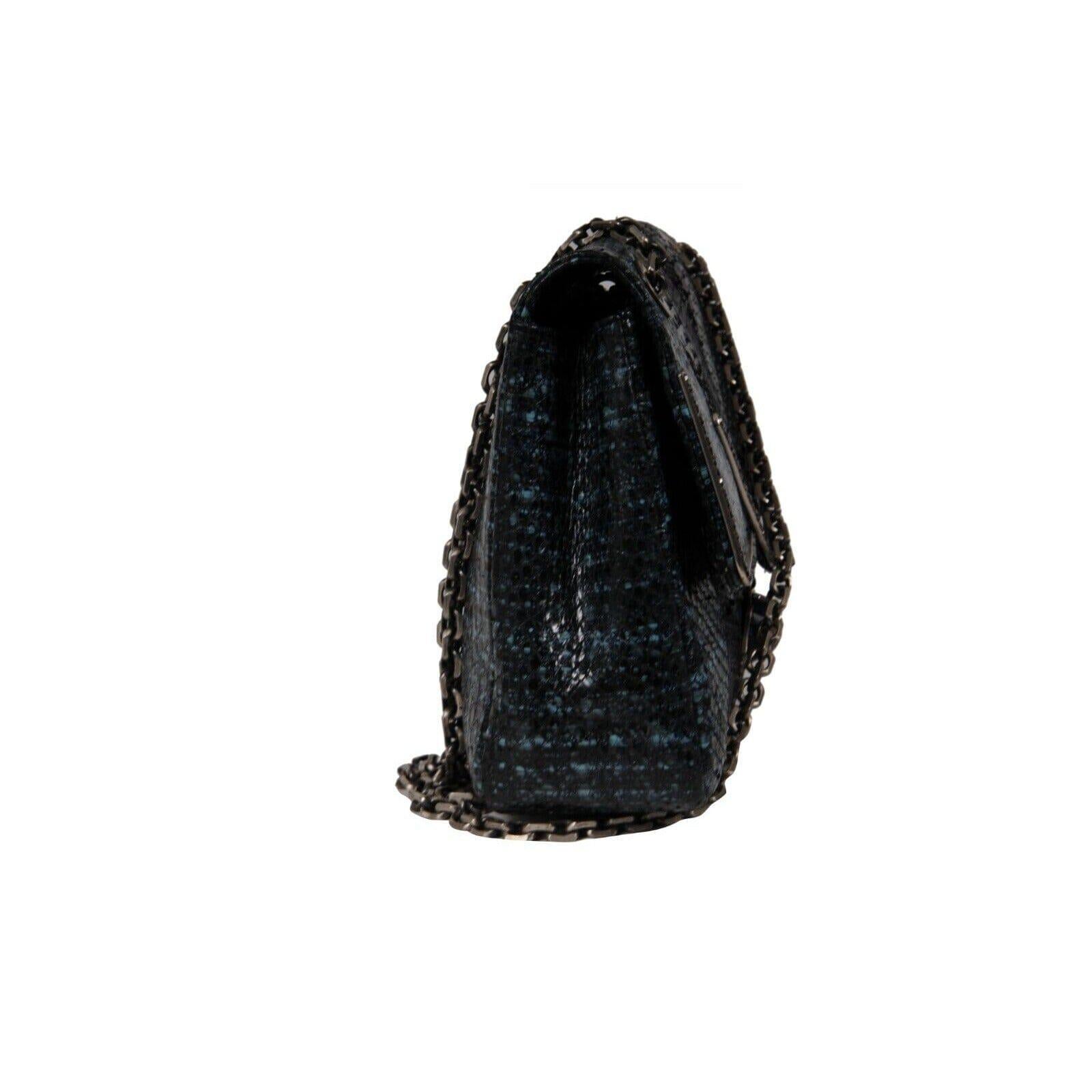 Judith Leiber Zahara Patchwork Python Schlange Umhängetasche Lapis Kette Geldbörse im Angebot 3