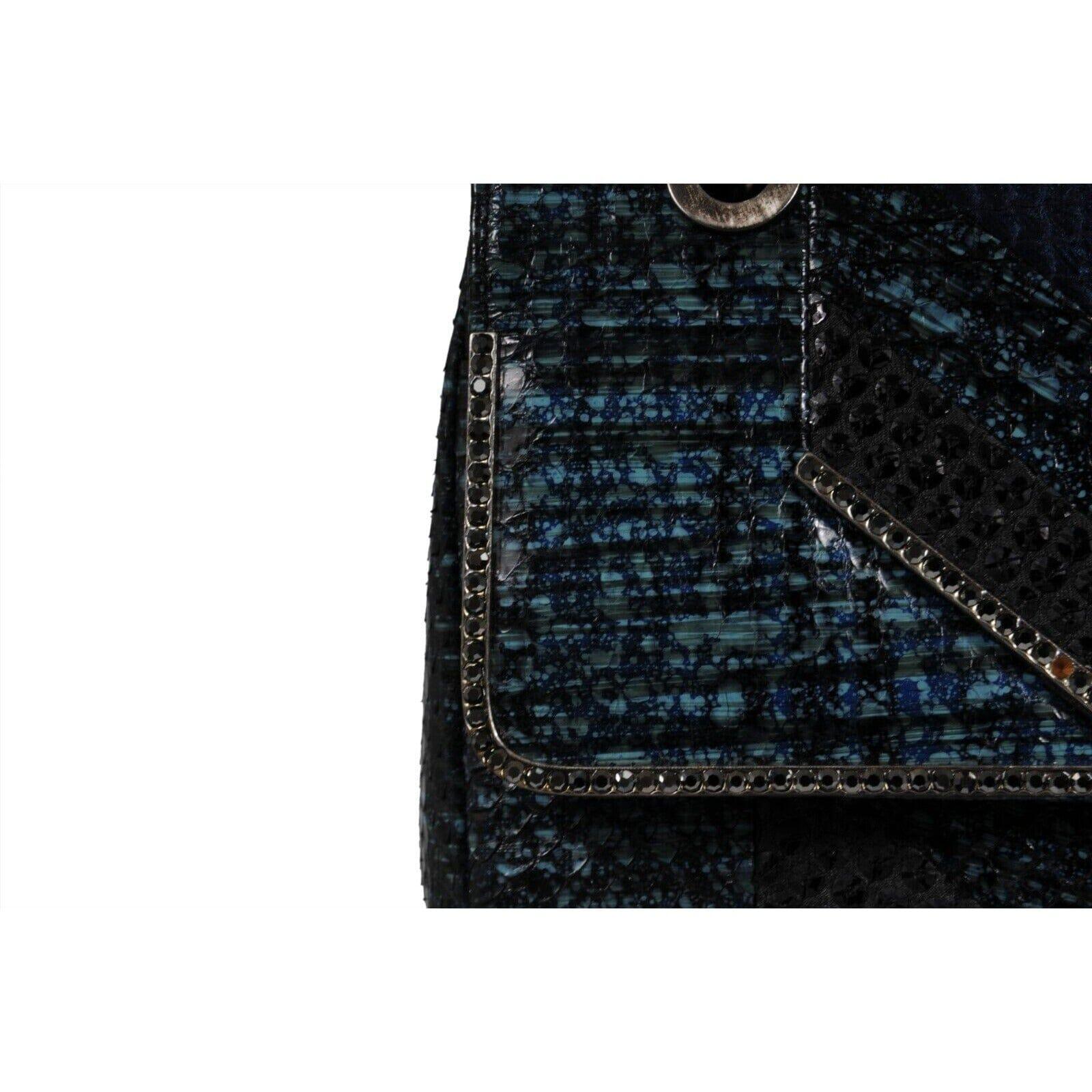 Judith Leiber Zahara Patchwork Python Schlange Umhängetasche Lapis Kette Geldbörse im Angebot 4