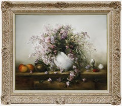 Judith Levin (b.1956) - Framed Contemporary Oil, Flowers in a White Vase