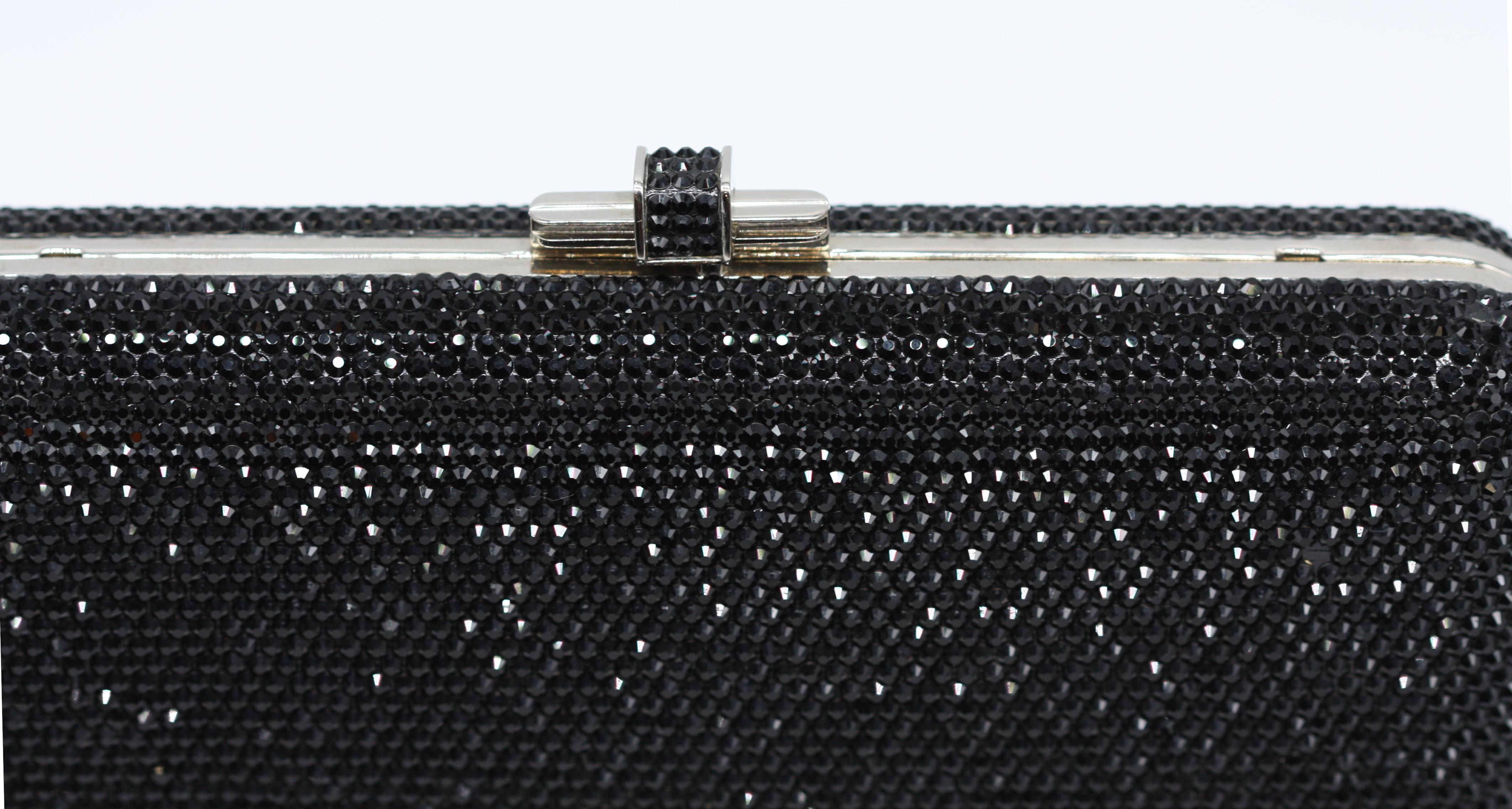 Judith Lieber Black Minaudiere Evening Bag In Good Condition For Sale In West Palm Beach, FL