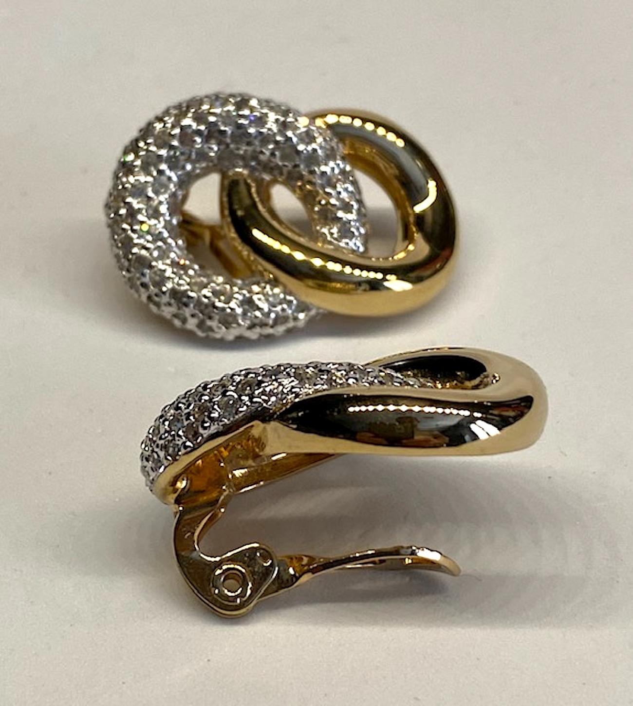 Judith Lieber Gold & Rhinestone Link Earrings 4