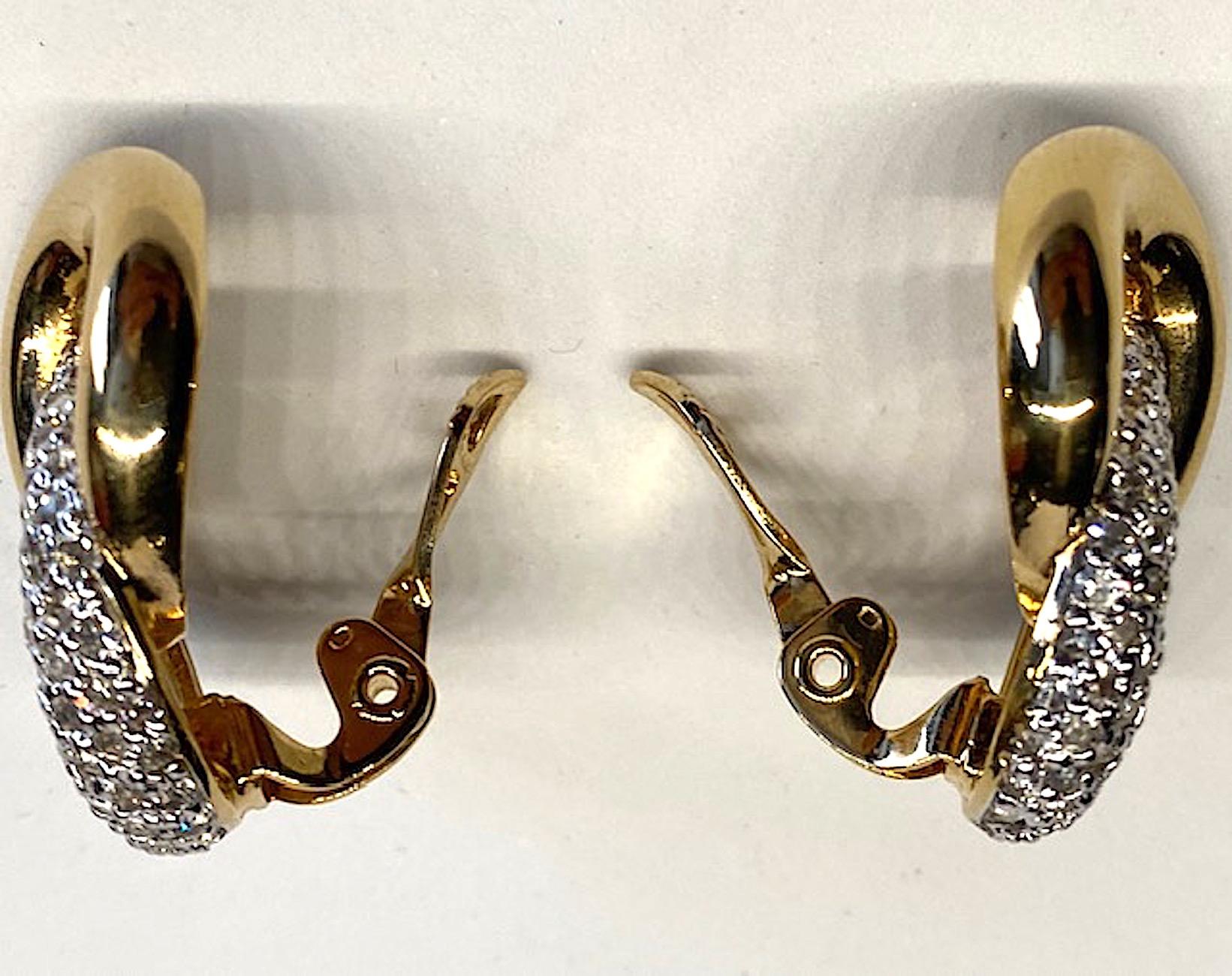 Judith Lieber Gold & Rhinestone Link Earrings 2