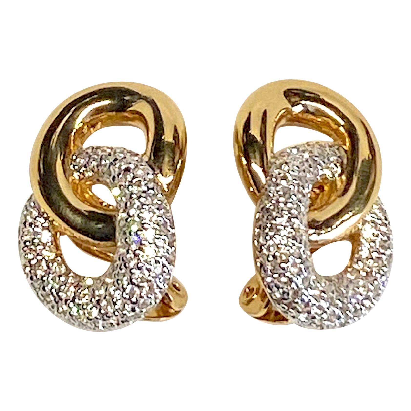 Judith Lieber Gold & Rhinestone Link Earrings