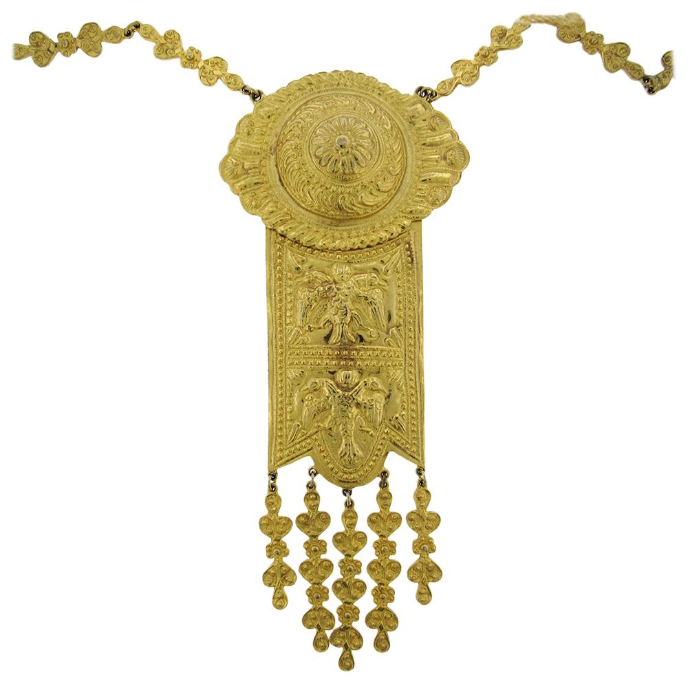 Judith Lieber Vintage Gilt Necklace For Sale