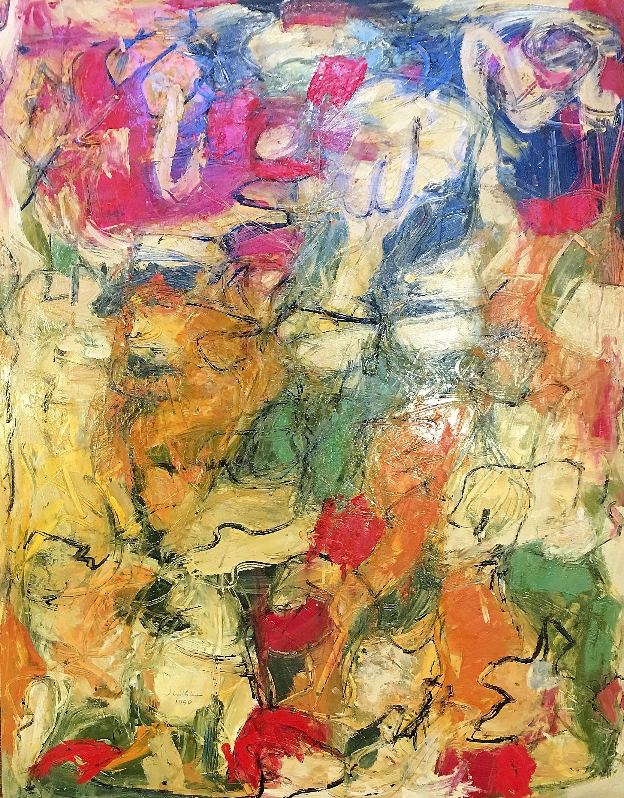 Judith Lindbloom Abstract Painting - Christmas Falling Upon Friday