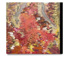Gestural abstract oil on linen, red, yellow, black