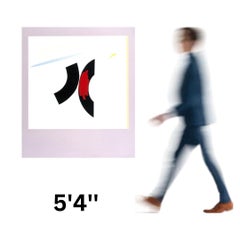 "Untitled" by Judith Murray (Black, Abstract, Geometric, Red, White, Design)