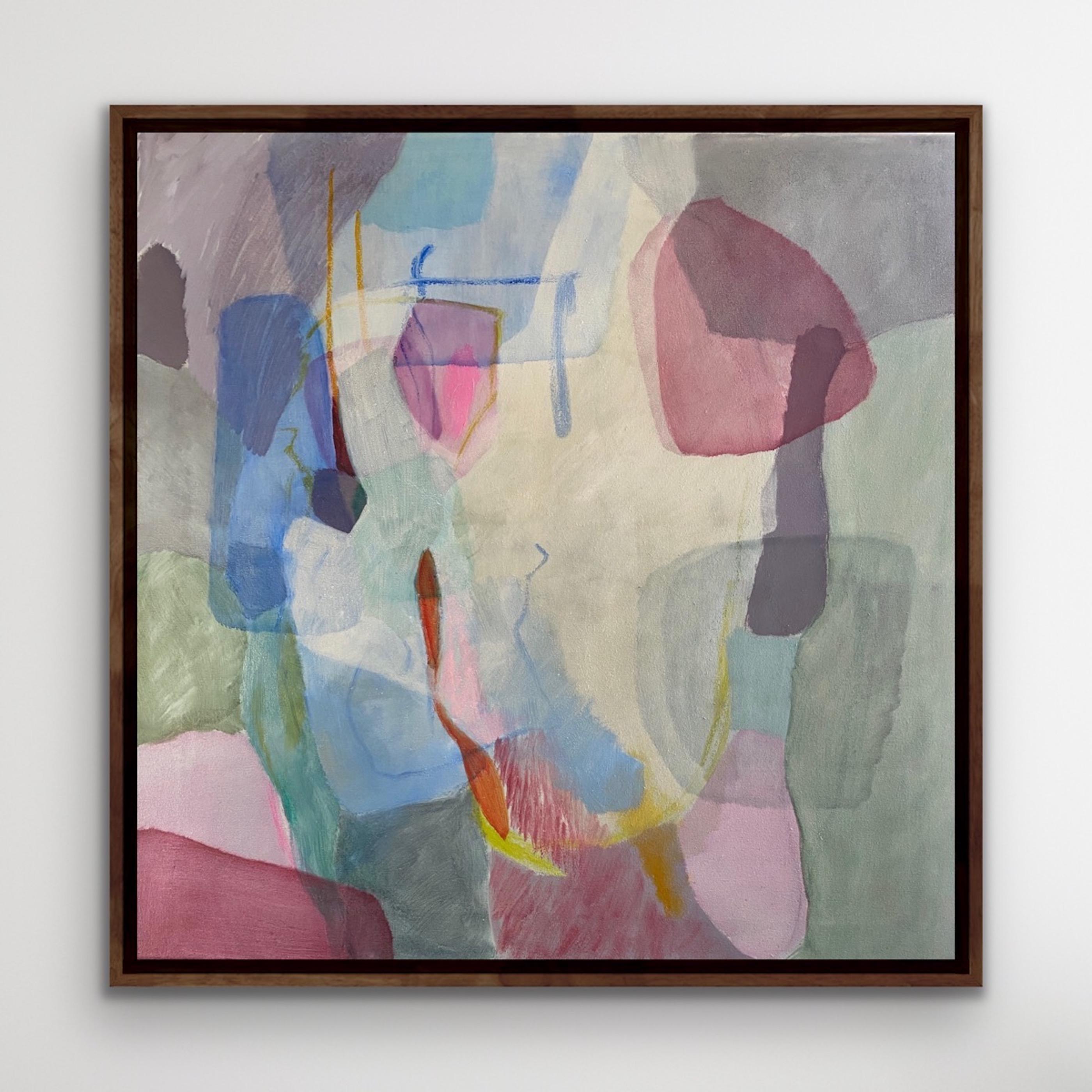 Deja Vu #2 Huile sur toile, peinture abstraite, peinture géométrique abstraite, pastel - Abstrait Painting par Judith North