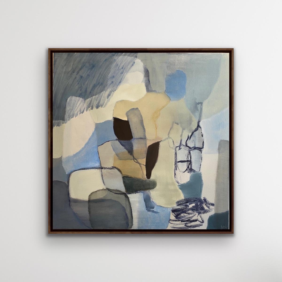 Deja Vu #7 Camino del acantilado, Pintura abstracta de paisaje, Obra de arte geométrica, Cornualles - Painting Contemporáneo de Judith North