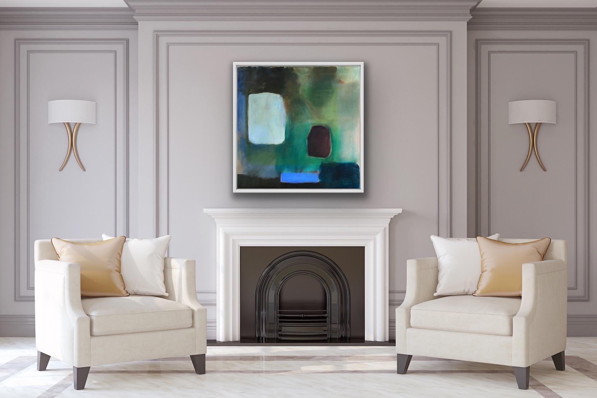 Judith North, Trovare lo spazio #11, Arte astratta, Arte verde, blu e marrone in vendita 1
