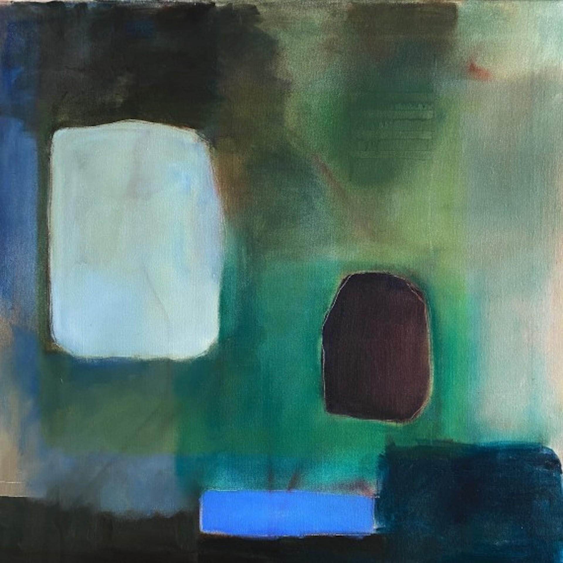 Judith North, Finding space #11, Abstract Art, Green, Blue and Brown Art