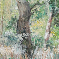 "Borde del bosque" (2023) de Judith Peck, pintura al óleo original de paisaje