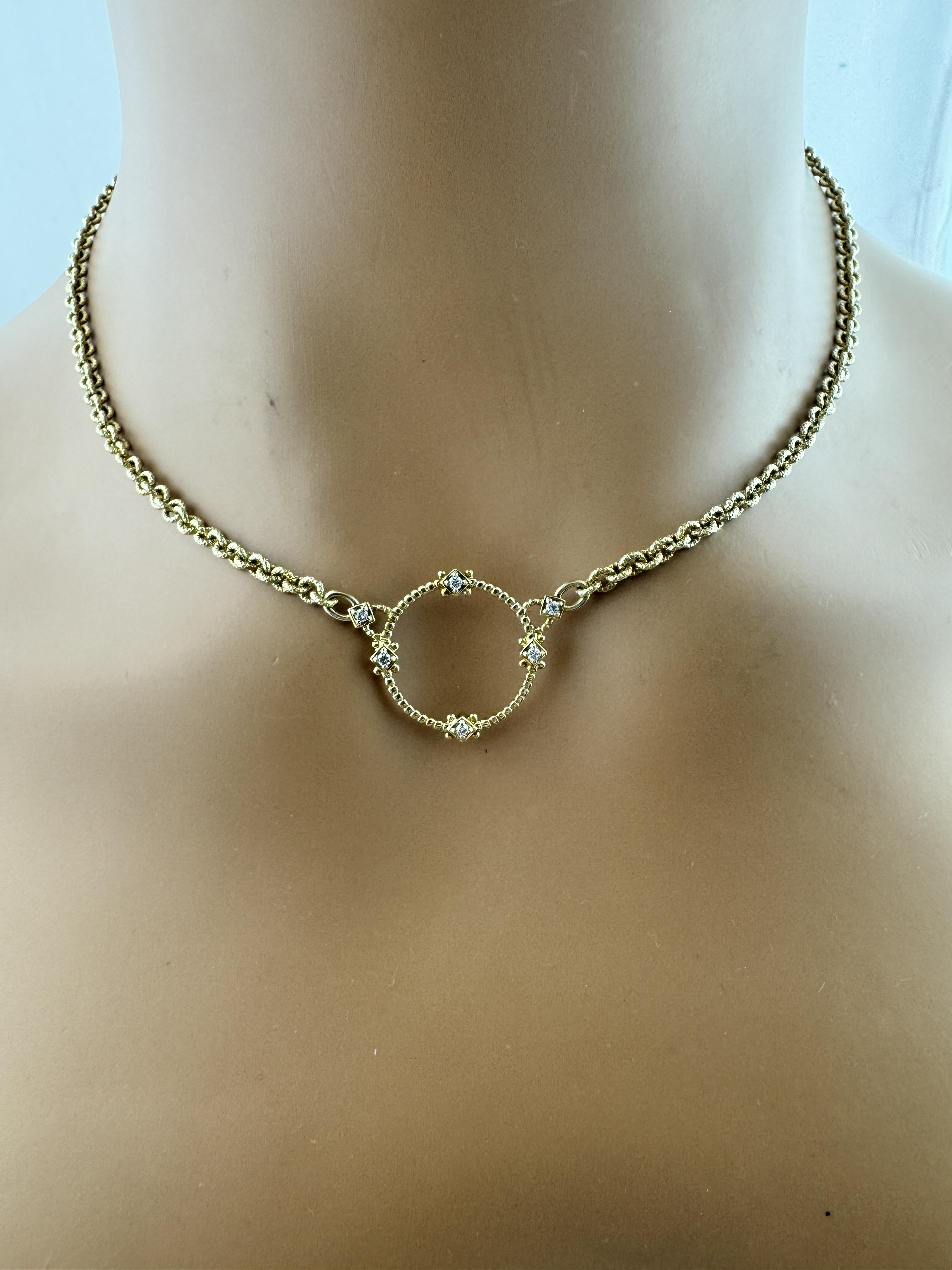 Judith Ripka Collier pendentif CZ en or jaune 14 carats à cercles ouverts n° 19729 en vente 6