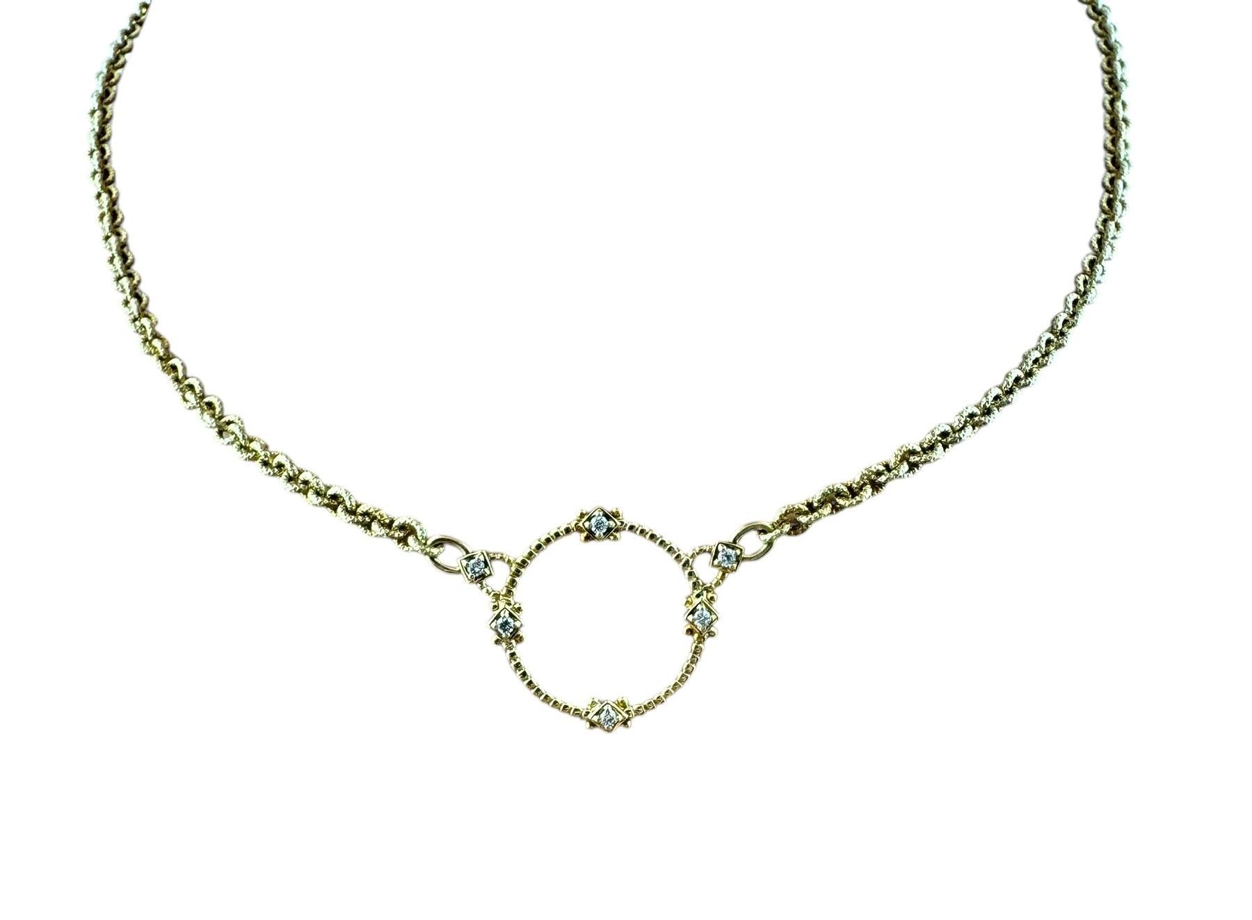 Contemporain Judith Ripka Collier pendentif CZ en or jaune 14 carats à cercles ouverts n° 19729 en vente