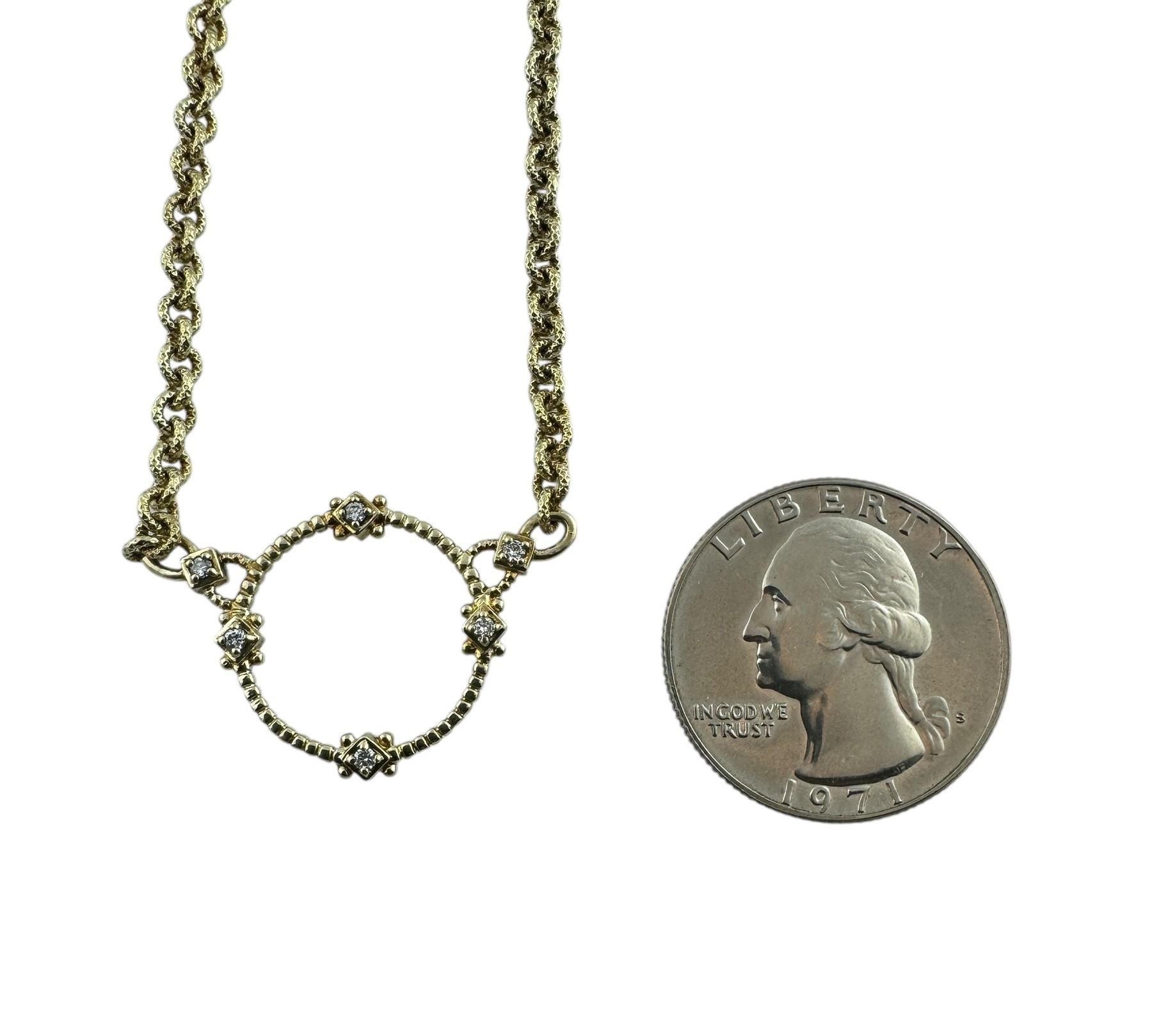Judith Ripka Collier pendentif CZ en or jaune 14 carats à cercles ouverts n° 19729 Bon état - En vente à Washington Depot, CT