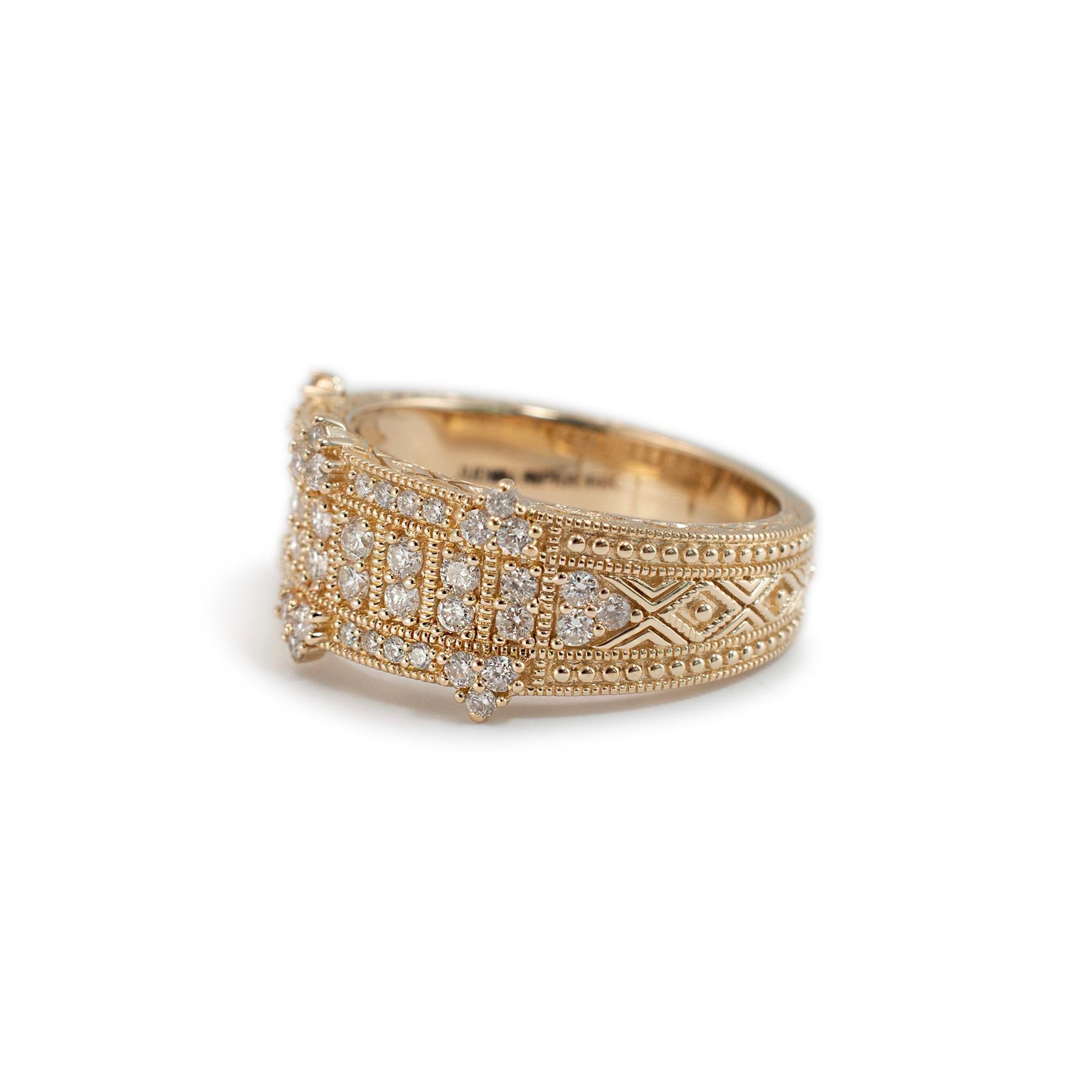Judith Ripka 14K Yellow Gold Round Cut Brilliant Diamond Band Ring In Excellent Condition In Houston, TX