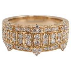 Anello a fascia con diamante brillante taglio rotondo in oro giallo 14K Judith Ripka