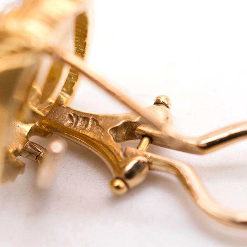 Judith Ripka 18 Carat Yellow Gold Pave Diamond Earrings For Sale 1