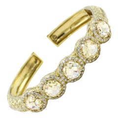 Judith Ripka 18 Karat Diamond and Citrine Bangle Bracelet