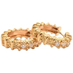 Judith Ripka 18 Karat Yellow Gold 0.40 Carat Diamond Huggie Earrings