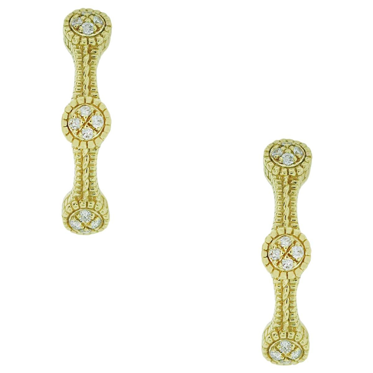 Judith Ripka 18 Karat Yellow Gold 0.50 Carat Diamond Hoop Earrings