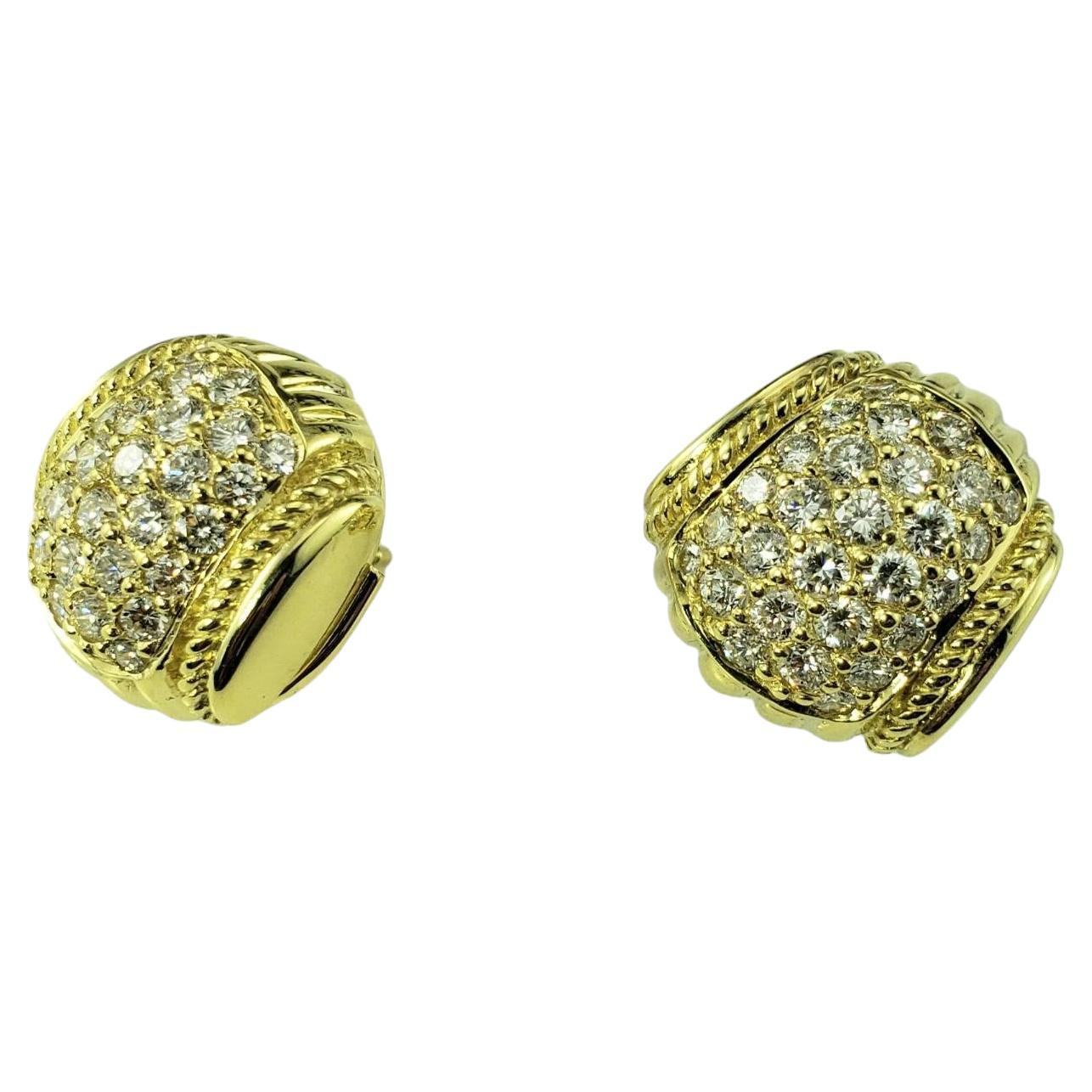 Judith Ripka 18 Karat Yellow Gold and Diamond Omega Back Earrings #19570