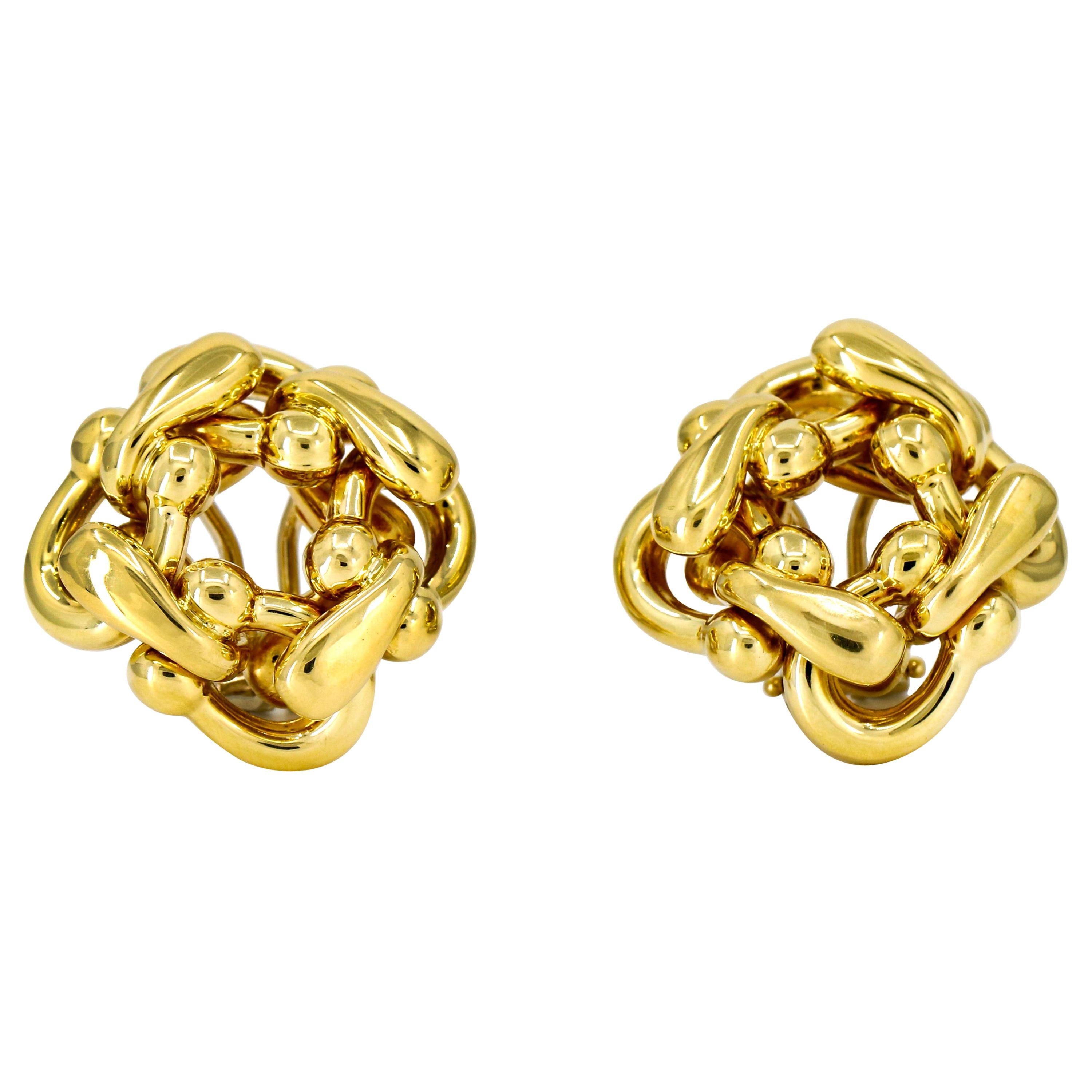 Judith Ripka 18 Karat Yellow Gold Clip-On Earrings For Sale