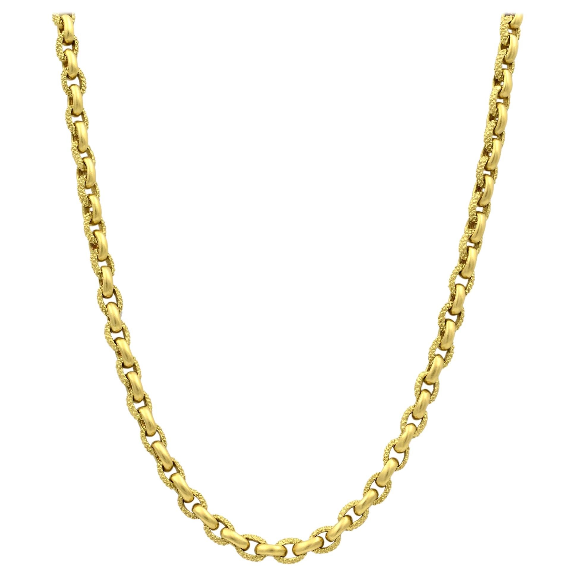 Judith Ripka 18 Karat Yellow Gold Diamond Chain Link Necklace 0.09 Carat