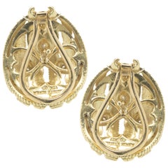 Judith Ripka 18 Karat Yellow Gold Diamond Dome Earrings